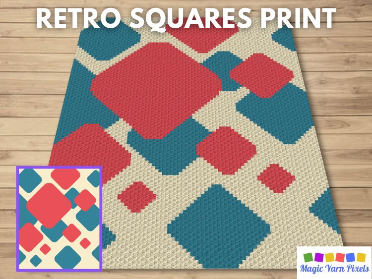 BLOG PREVIEW POSTER - Retro Squares Print - Magic Yarn Pixels