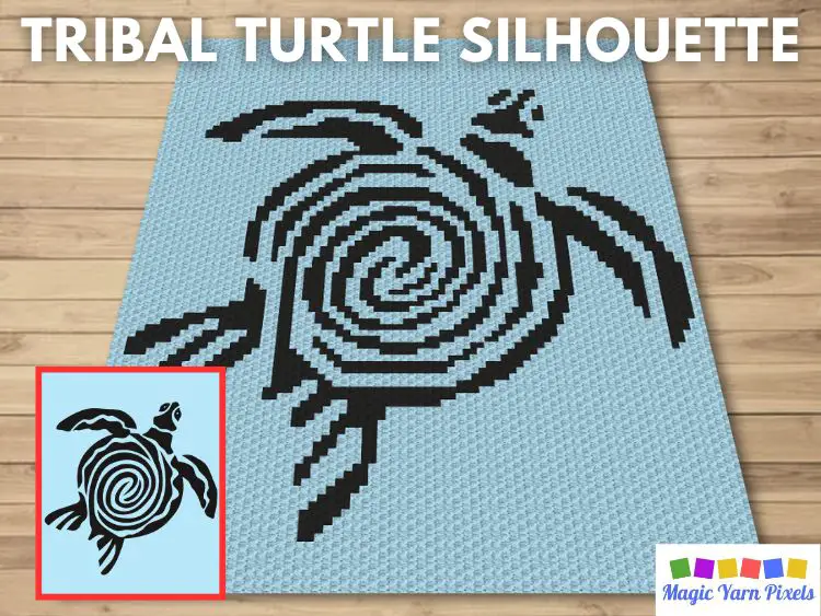 BLOG PREVIEW POSTER - Tribal Turtle Silhouette - Magic Yarn Pixels