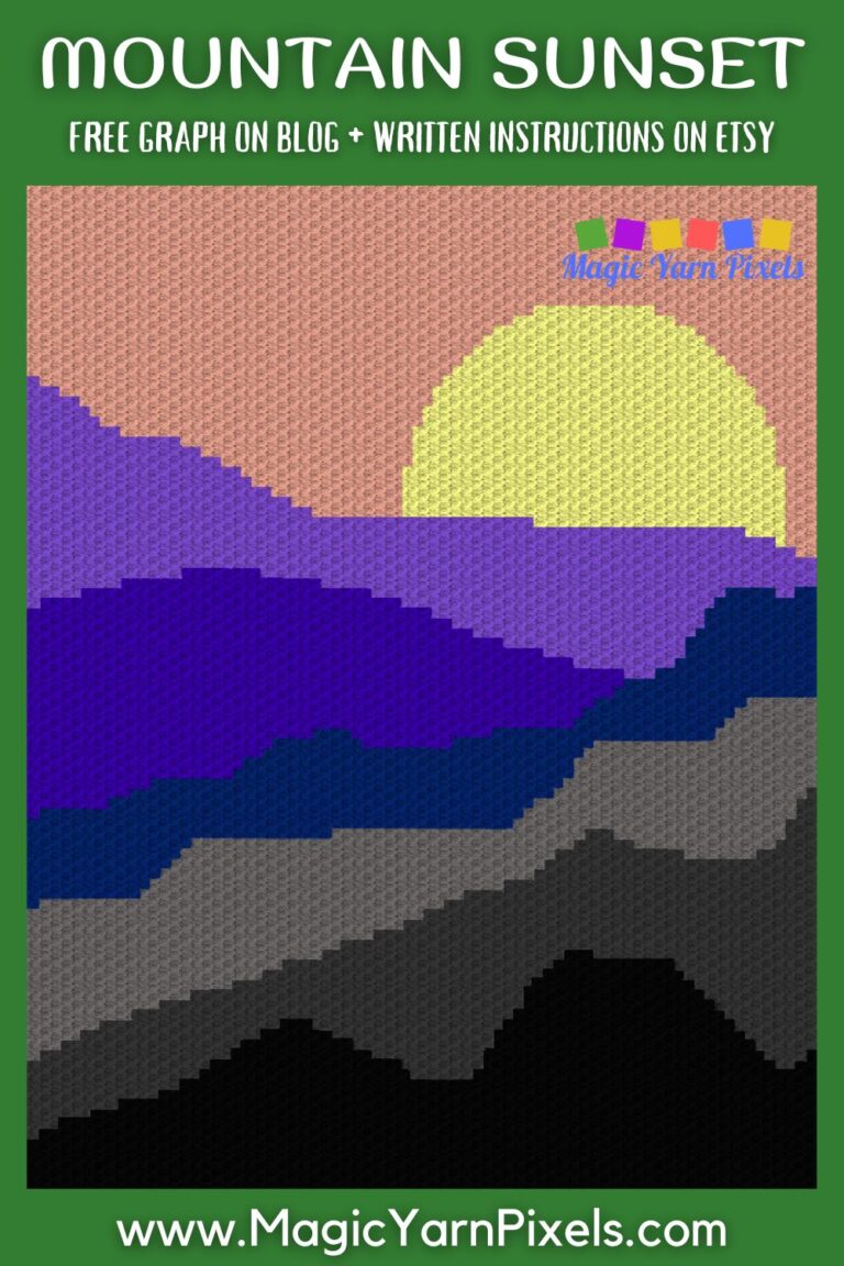 Mountain Sunset C2C Crochet Pattern & Free Graph - Magic Yarn Pixels