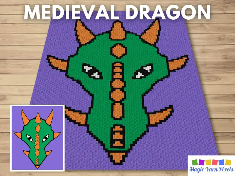 BLOG PREVIEW POSTER - Medieval Dragon - Magic Yarn Pixels