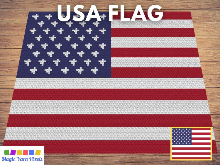 BLOG PREVIEW POSTER - USA Flag - Magic Yarn Pixels