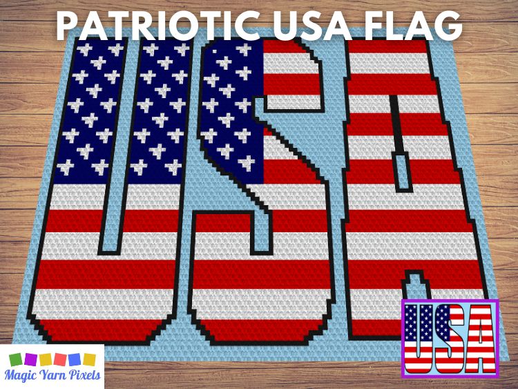 BLOG PREVIEW POSTER - Patriotic USA Flag - Magic Yarn Pixels