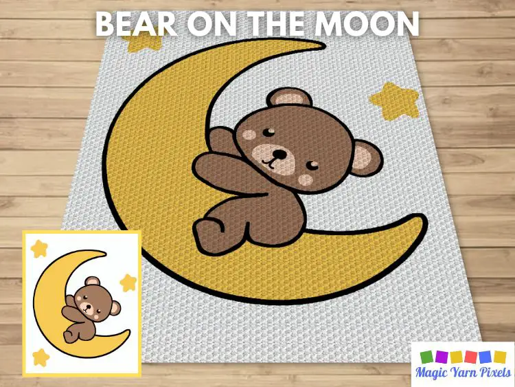 BLOG PREVIEW POSTER - Bear On The Moon - Magic Yarn Pixels