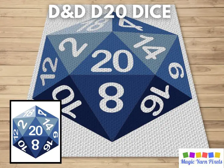 BLOG PREVIEW POSTER - D&D D20 Dice - Magic Yarn Pixels