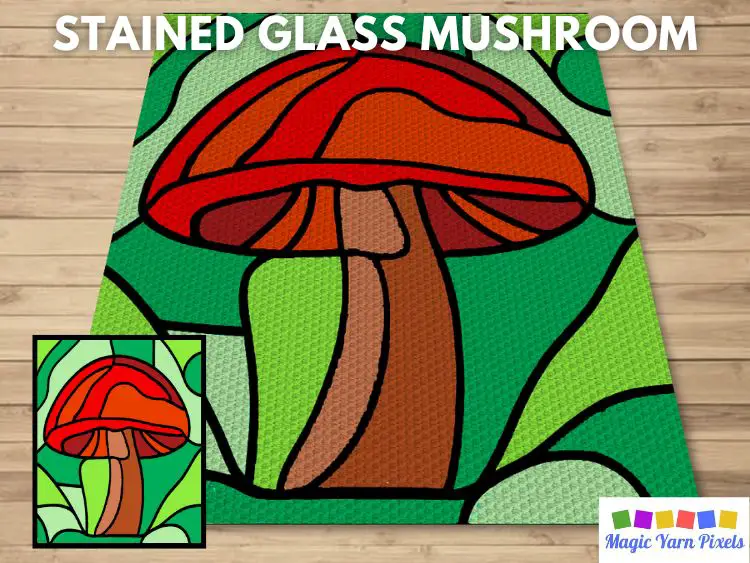 Stained Glass Mushroom C2C Crochet Pattern & Free Graph