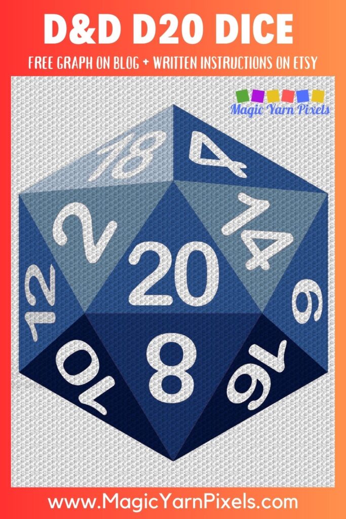 MAIN BLOG PIN - D&D D20 Dice - Magic Yarn Pixels