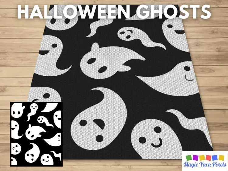 BLOG PREVIEW POSTER - Halloween Ghosts - Magic Yarn Pixels