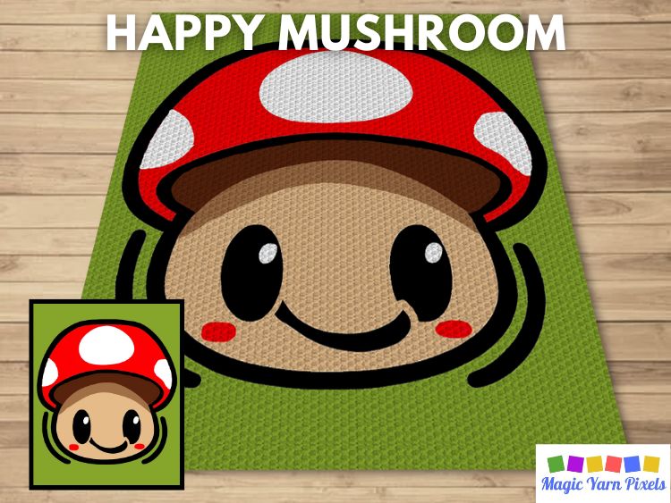 BLOG PREVIEW POSTER - Happy Mushroom - Magic Yarn Pixels