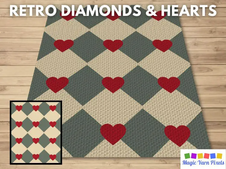 BLOG PREVIEW POSTER - Retro Diamonds & Hearts - Magic Yarn Pixels