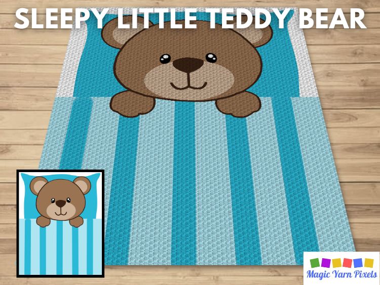 BLOG PREVIEW POSTER - Sleepy Little Teddy Bear - Magic Yarn Pixels