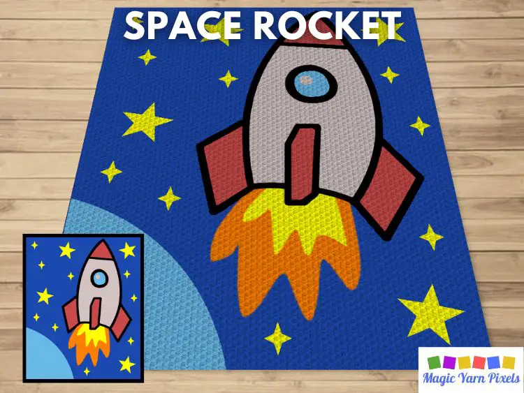BLOG PREVIEW POSTER - Space Rocket - Magic Yarn Pixels