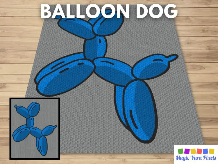 BLOG PREVIEW POSTER - Balloon Dog - Magic Yarn Pixels