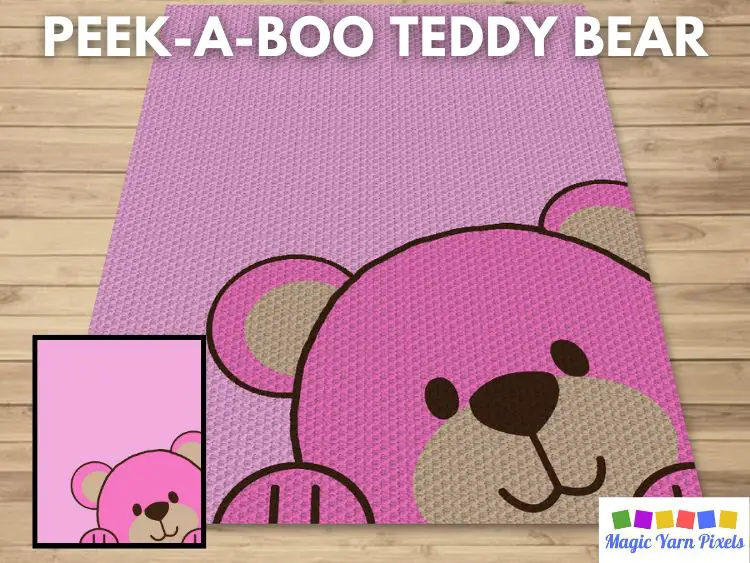 BLOG PREVIEW POSTER - Peek-A-Boo Teddy Bear - Magic Yarn Pixels