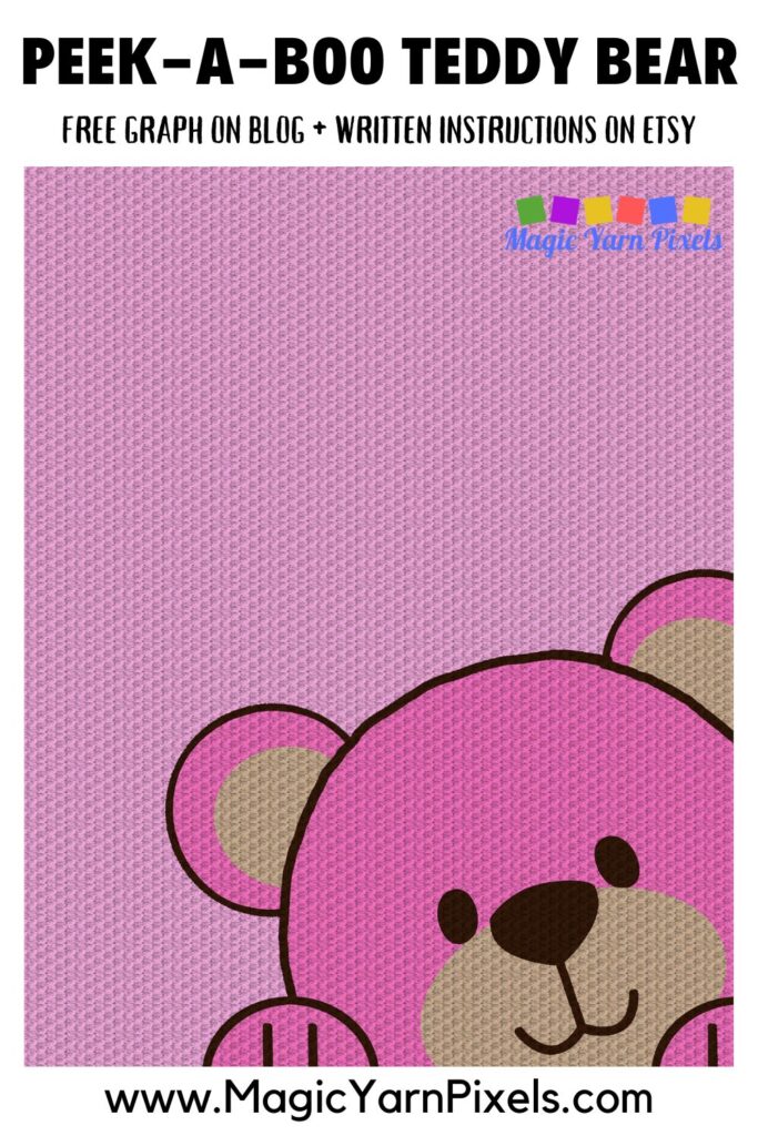 MAIN BLOG PIN - Peek-A-Boo Teddy Bear - Magic Yarn Pixels