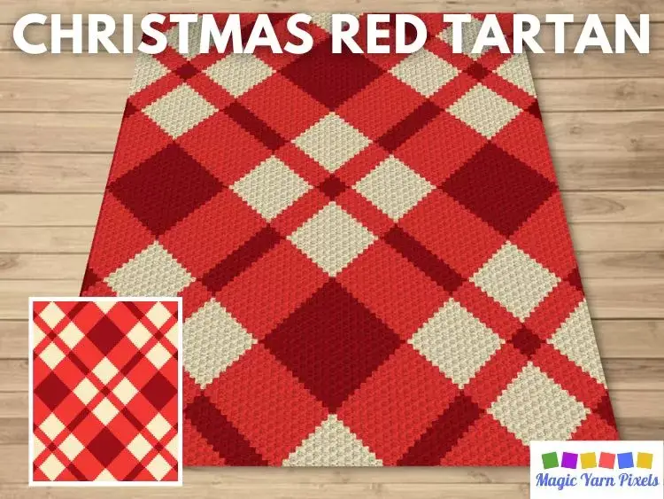 BLOG PREVIEW POSTER - Christmas Red Tartan - Magic Yarn Pixels