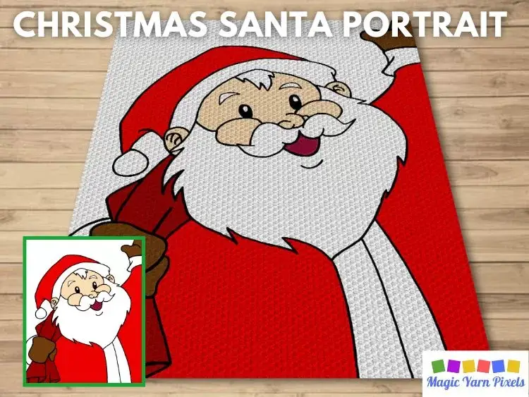 BLOG PREVIEW POSTER - Christmas Santa Portrait - Magic Yarn Pixels