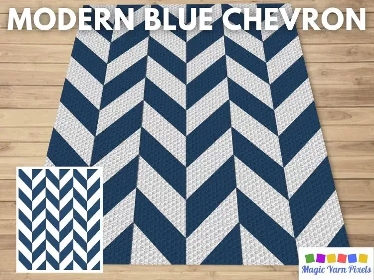 BLOG PREVIEW POSTER - Modern Blue Chevron - Magic Yarn Pixels