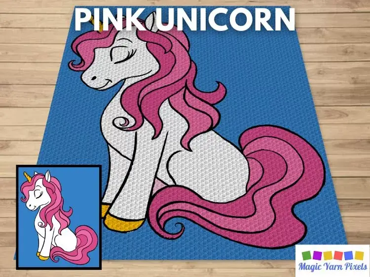 BLOG PREVIEW POSTER - Pink Unicorn - Magic Yarn Pixels