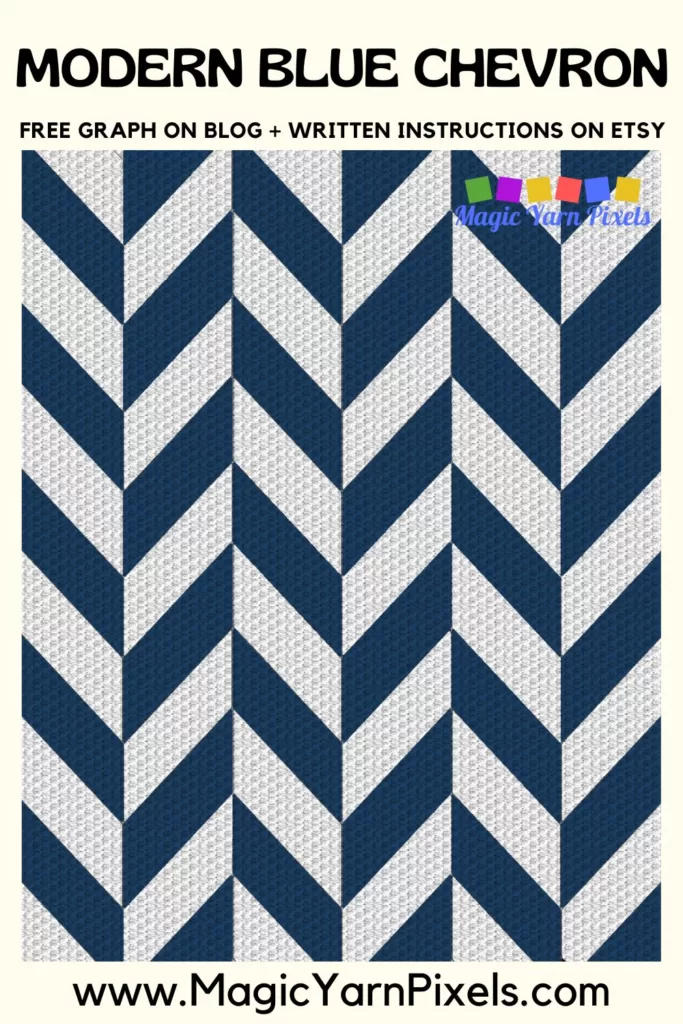 FREE IMAGE PIN 2 - Modern Blue Chevron Free C2C Graph Blanket Pattern on Magic Yarn Pixels