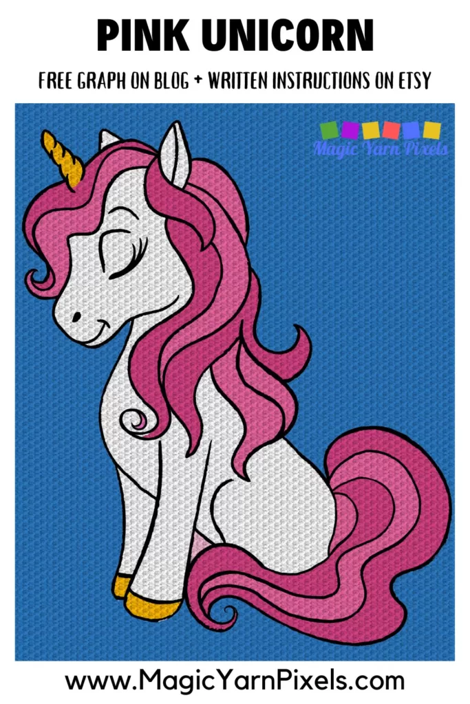 MAIN BLOG PIN - Pink Unicorn - Magic Yarn Pixels