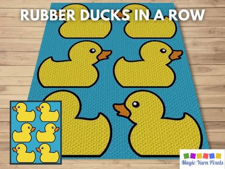 BLOG PREVIEW POSTER - Rubber Ducks In A Row - Magic Yarn Pixels