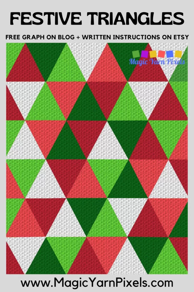 FREE IMAGE PIN 2 - Festive Triangles Free C2C Graph Blanket Pattern on Magic Yarn Pixels
