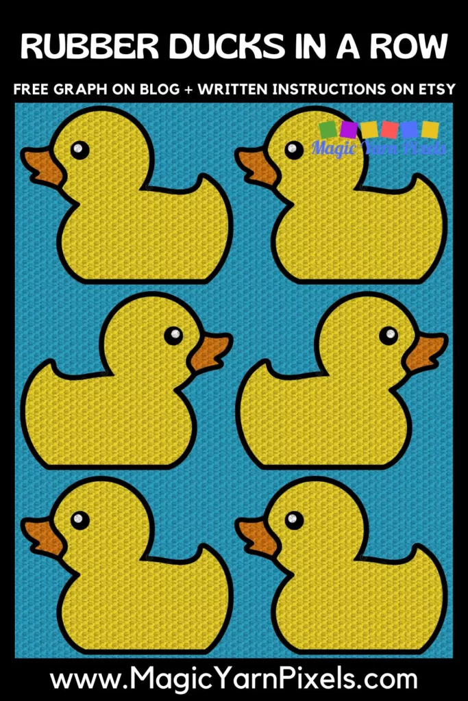 FREE IMAGE PIN 2 - Rubber Ducks In A Row Free C2C Graph Blanket Pattern on Magic Yarn Pixels