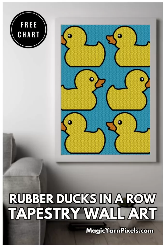 FREE IMAGE PIN 6 - Rubber Ducks In A Row Tapestry Wall Art - Free Chart - Magic Yarn Pixels