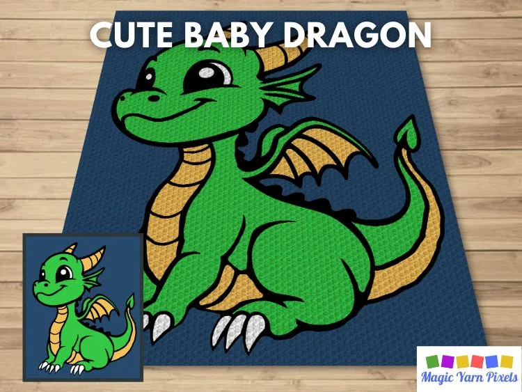 BLOG PREVIEW POSTER - Cute Baby Dragon - Magic Yarn Pixels