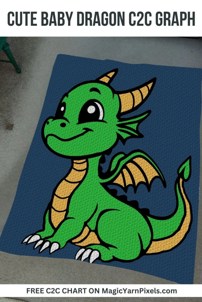 FREE IMAGE PIN 1 - Cute Baby Dragon C2C Graph - Free C2C Chart -Magic Yarn Pixels