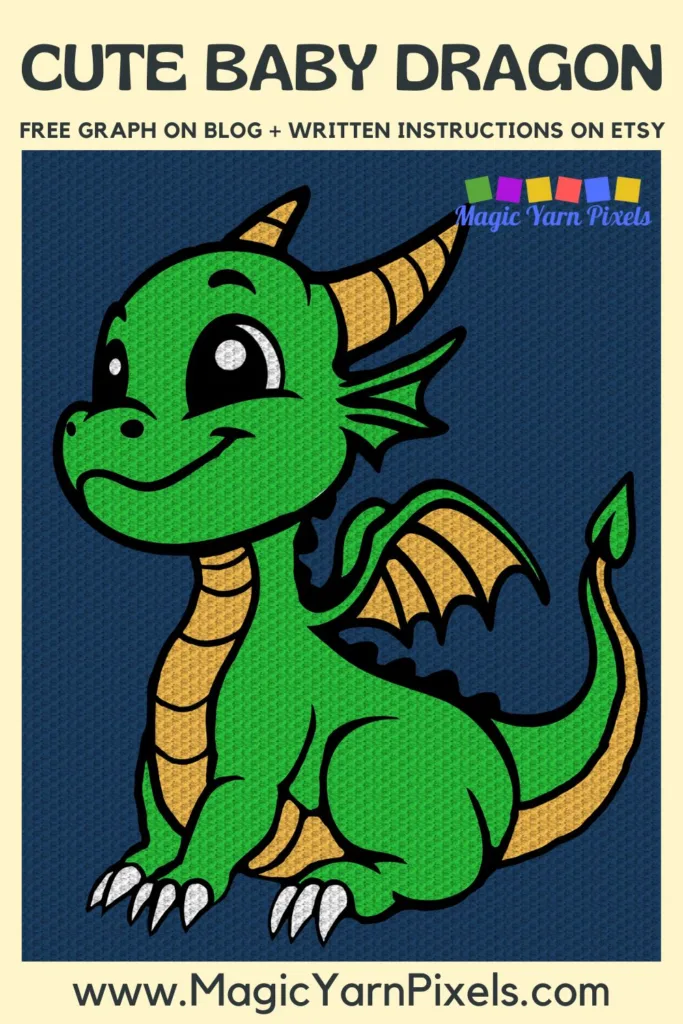 FREE IMAGE PIN 2 - Cute Baby Dragon Free C2C Graph Blanket Pattern on Magic Yarn Pixels