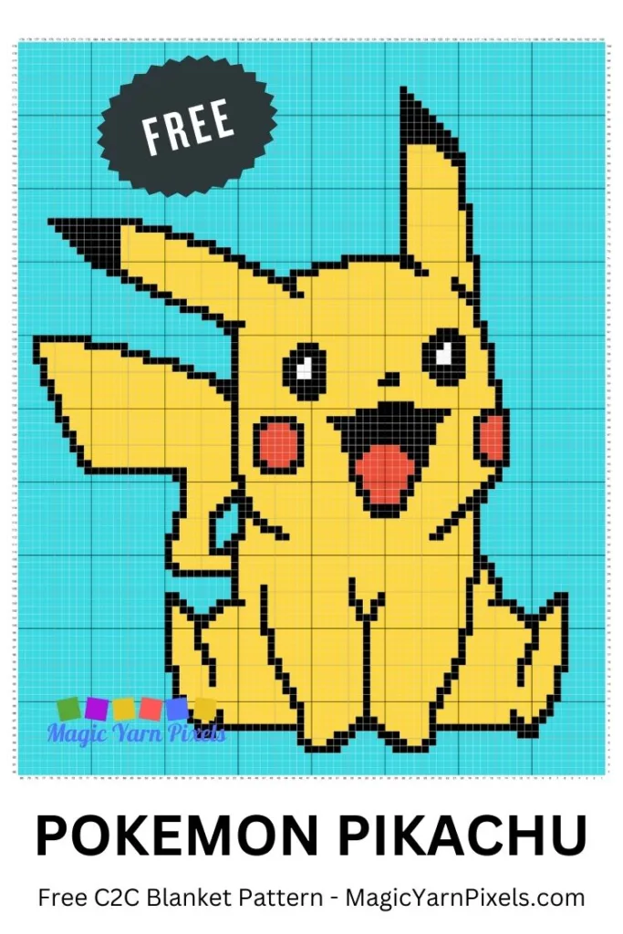 FREE IMAGE PIN 3 - Pokemon Pikachu Free C2C Blanket Pattern - Magic Yarn Pixels