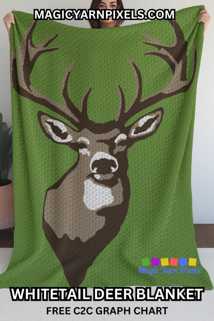 FREE IMAGE PIN 4 - Whitetail Deer Blanket - Free C2C Graph Chart - Magic Yarn Pixels