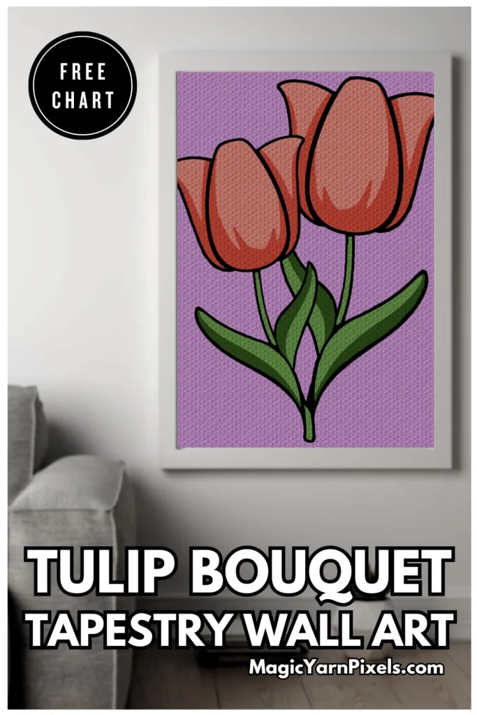 FREE IMAGE PIN 6 - Tulip Bouquet Tapestry Wall Art - Free Chart - Magic Yarn Pixels