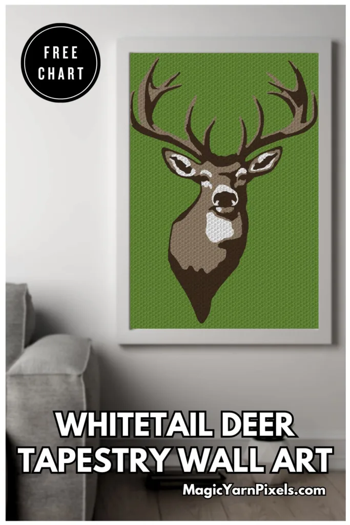 FREE IMAGE PIN 6 - Whitetail Deer Tapestry Wall Art - Free Chart - Magic Yarn Pixels