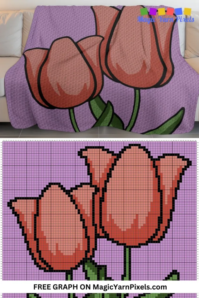 FREE IMAGE PIN 7 - Tulip Bouquet Free Graph On Magic Yarn Pixels