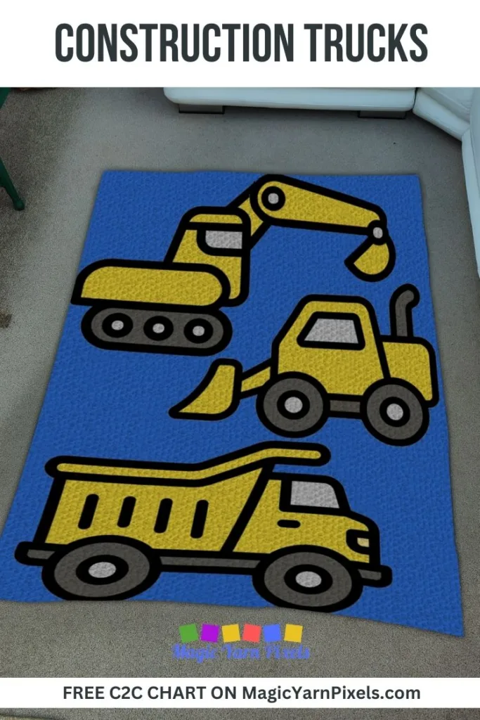 FREE IMAGES PIN 1 - Construction Trucks - Free C2C Chart -Magic Yarn Pixels