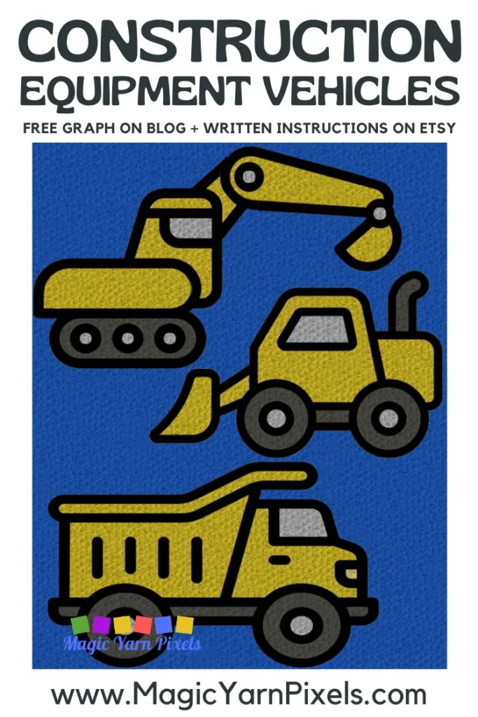 FREE IMAGES PIN 2 - Construction Equipment Vehicles C2C Graph Blanket Pattern on Magic Yarn Pixels