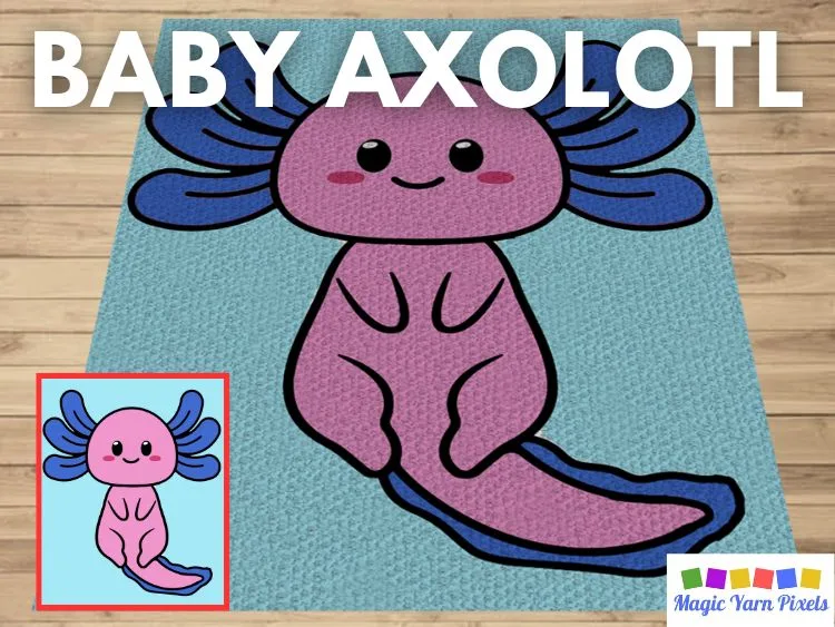 BLOG PREVIEW POSTER - Baby Axolotl - Magic Yarn Pixels