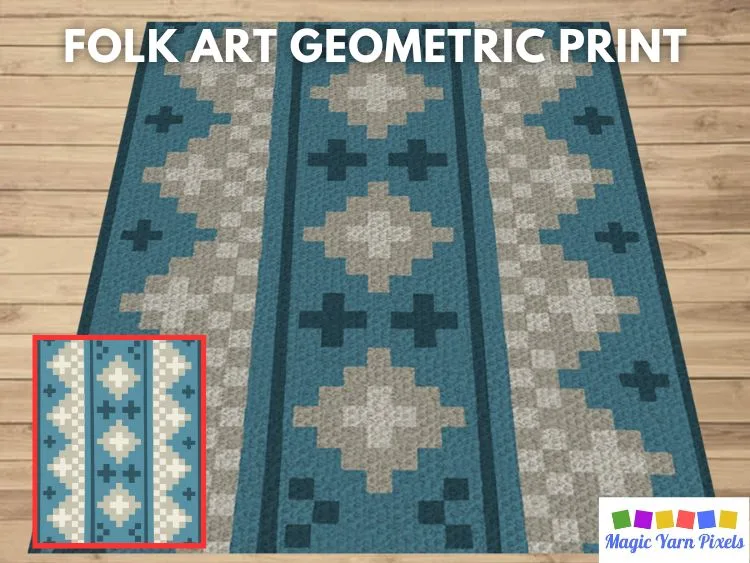 BLOG PREVIEW POSTER - Folk Art Geometric Print - Magic Yarn Pixels