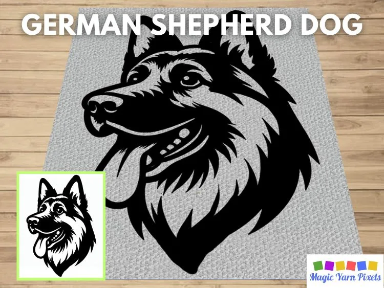 BLOG PREVIEW POSTER - German Shepherd Dog - Magic Yarn Pixels