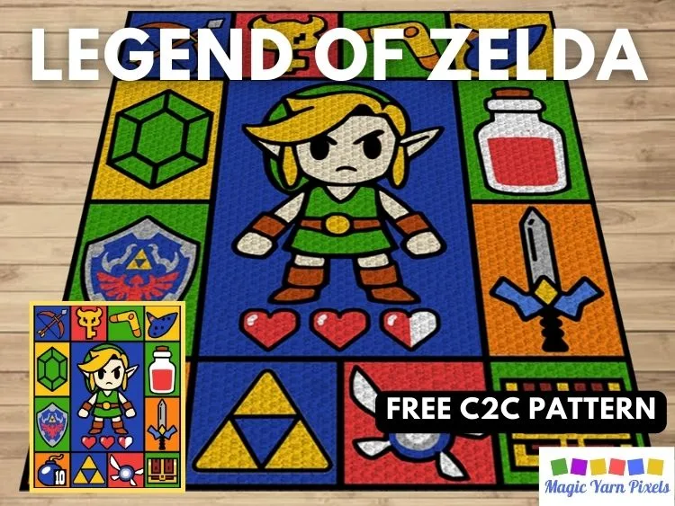 BLOG PREVIEW POSTER - Legend Of Zelda - Magic Yarn Pixels