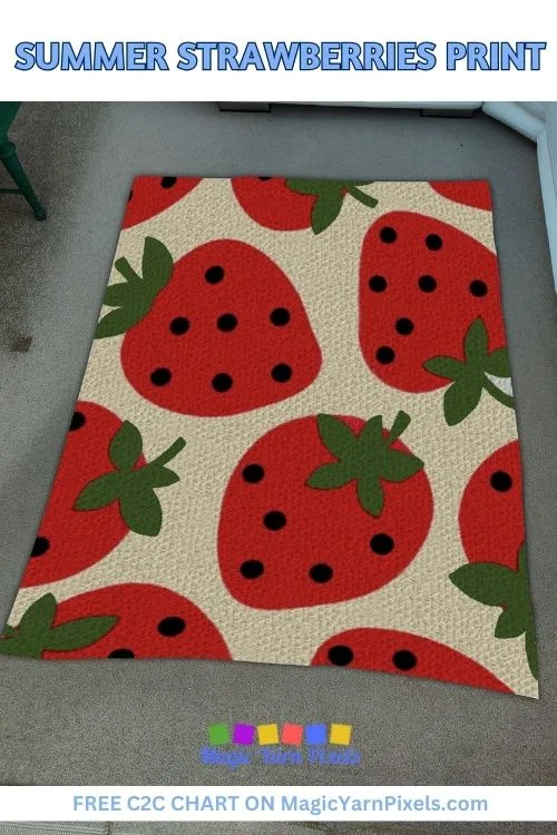 FREE IMAGE PIN 1 - Summer Strawberries Print - Free C2C Chart - Magic Yarn Pixels