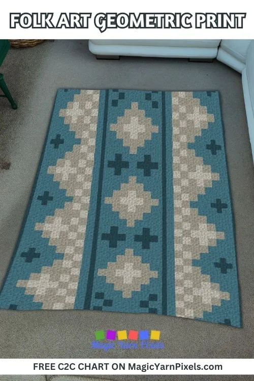 FREE IMAGES PIN 1 - Folk Art Geometric Print - Free C2C Chart - Magic Yarn Pixels