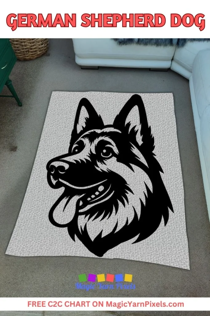 FREE IMAGES PIN 1 - German Shepherd Dog - Free C2C Chart -Magic Yarn Pixels