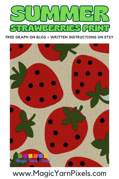 FREE IMAGES PIN 2 - Summer Strawberries Print C2C Graph Blanket Pattern on Magic Yarn Pixels