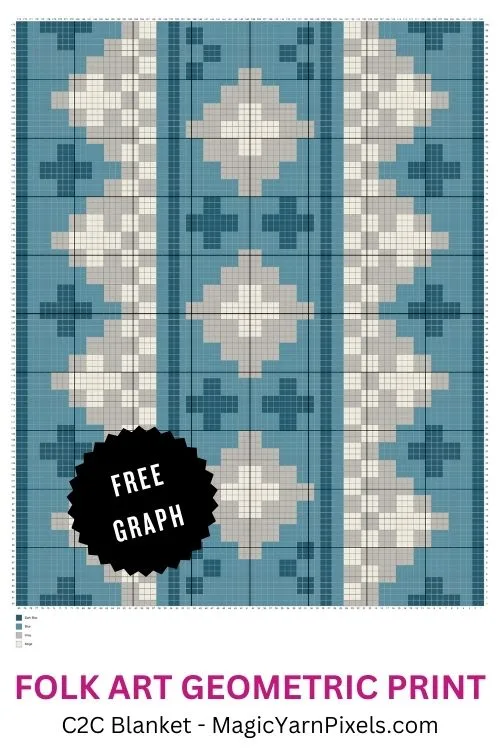 FREE IMAGES PIN 3 - Folk Art Geometric Print - Free Graph - Magic Yarn Pixels