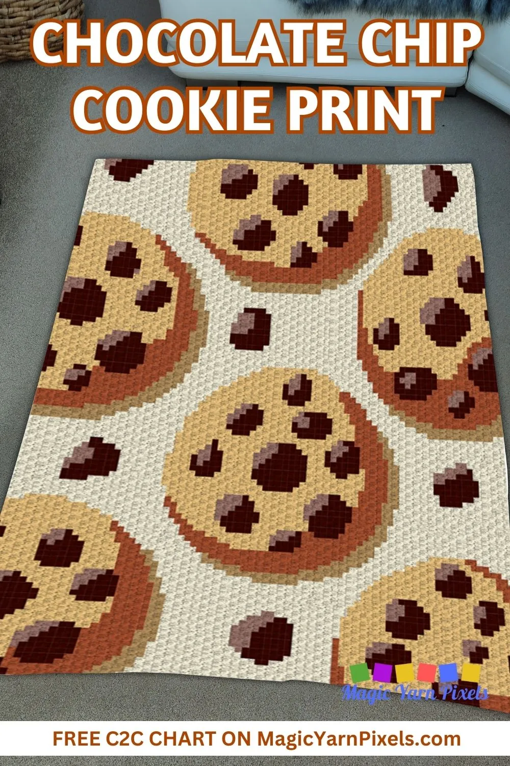 FREE IMAGES PIN 1 - Chocolate Chip Cookie Print - Free C2C Chart - Magic Yarn Pixels