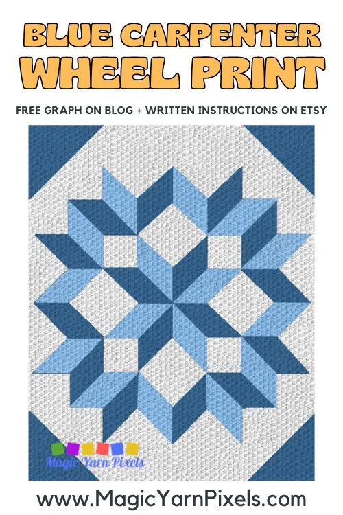 FREE IMAGES PIN 2 - Blue Carpenter Wheel Print C2C Graph Blanket Pattern on Magic Yarn Pixels