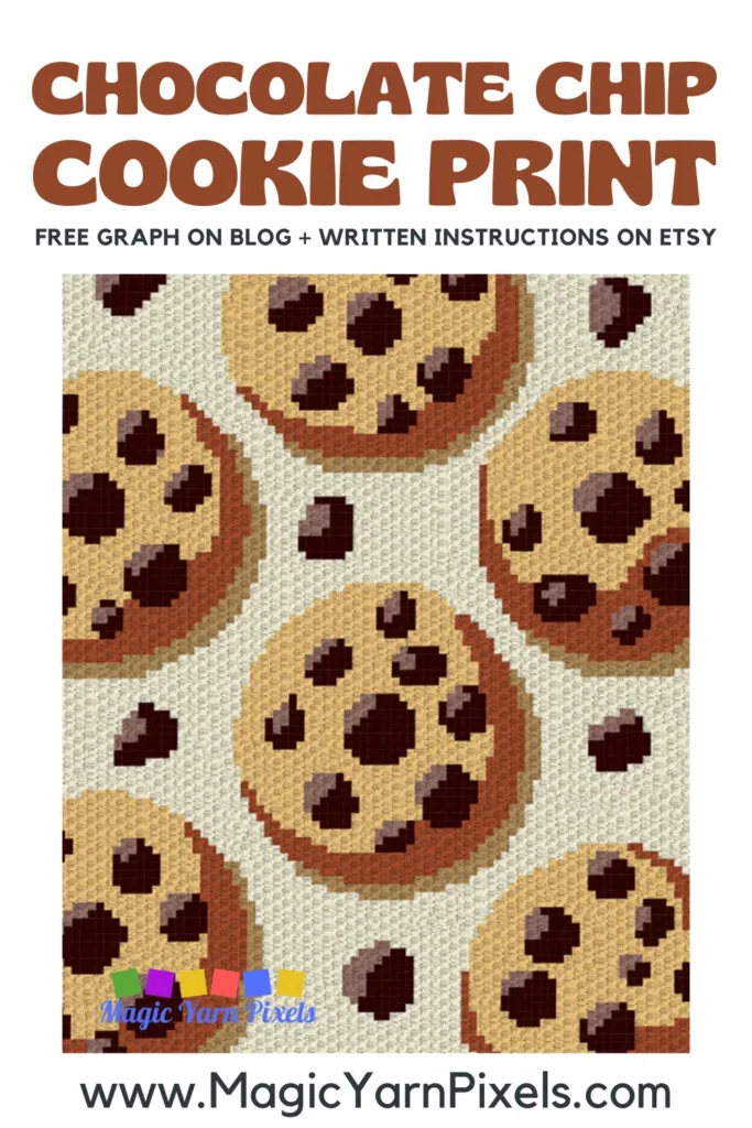 FREE IMAGES PIN 2 - Chocolate Chip Cookie Print C2C Graph Blanket Pattern on Magic Yarn Pixels
